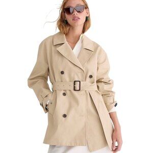 J.Crew Womens Double-Breasted Belted short Trench Coat XS Beige Cotton Outerwear